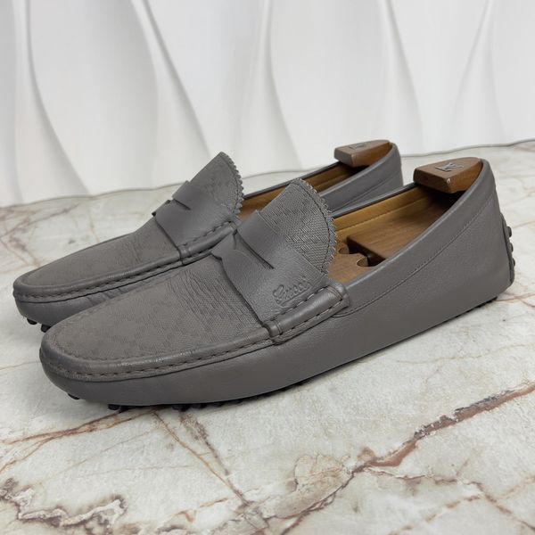 Gucci Penny Diamond Logo Moccasin Gray Leather