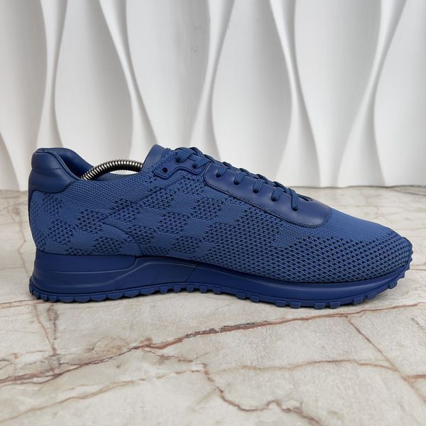 Run Away Sneakers Damier Blue Knit Fabric Leather
