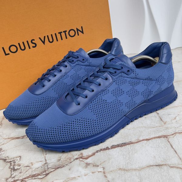 Run Away Sneakers Damier Blue Knit Fabric Leather