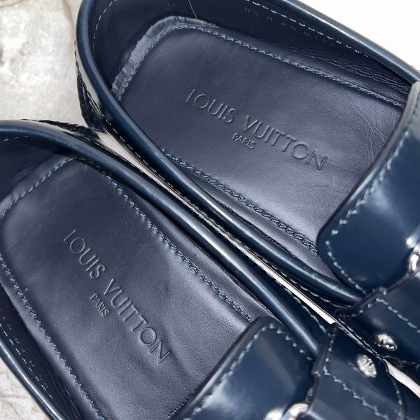 Monte Carlo LV Logo Moccasins Blue Leather