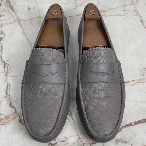 Gucci Penny Diamond Logo Moccasin Gray Leather