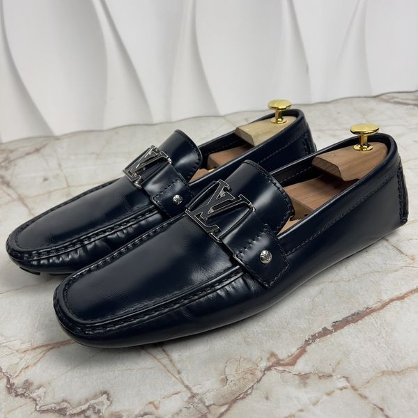 Monte Carlo LV Logo Moccasins Blue Leather
