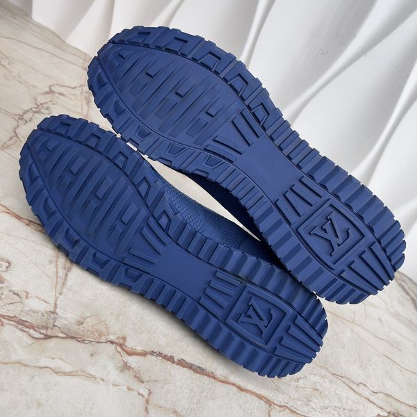 Run Away Sneakers Damier Blue Knit Fabric Leather