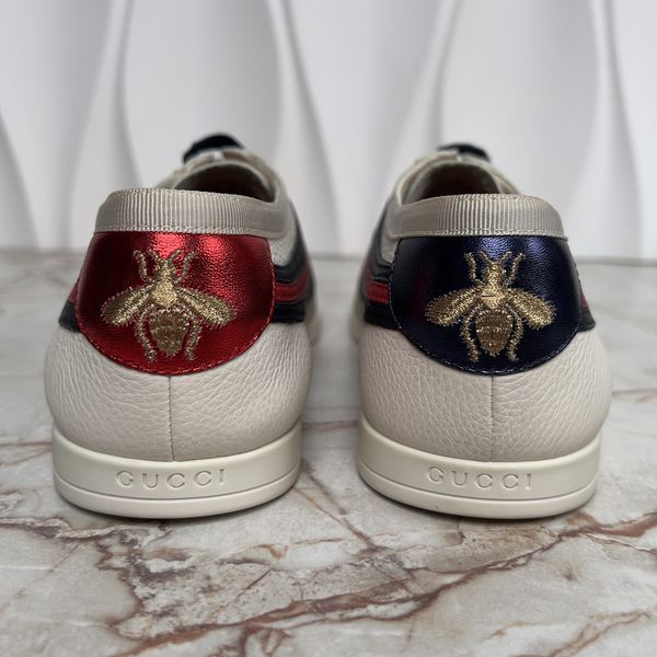 Falacer Hebron Sneakers Web Bee Embroidery White Leather