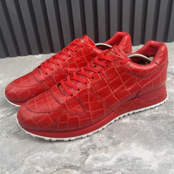 Run Away Sneakers Red Pattern Crocodile Leather
