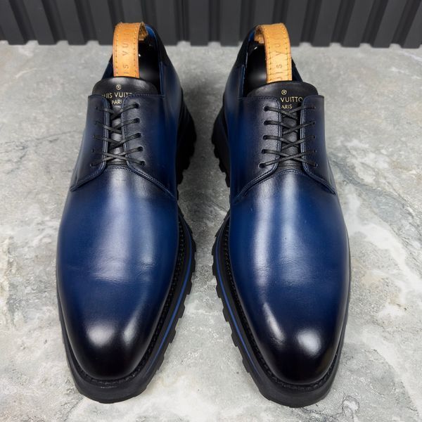 Goncourt Derby Lace Up Blue Patina Leather
