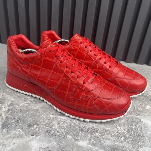 Run Away Sneakers Red Pattern Crocodile Leather