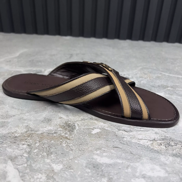 Sandals LV Buckle Flip-flop Brown Leather
