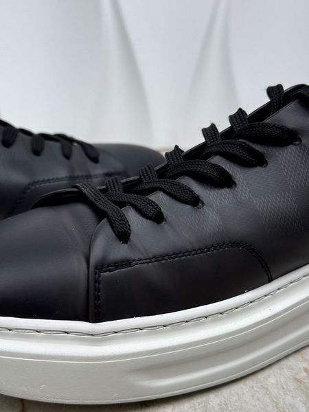 Beverly Hills Damier Monogram кросівки чорні шкіряні 3763 фото