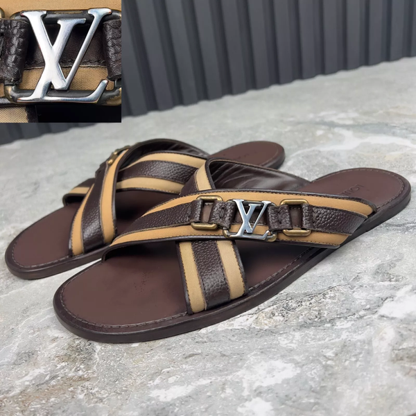 Sandals LV Buckle Flip-flop Brown Leather