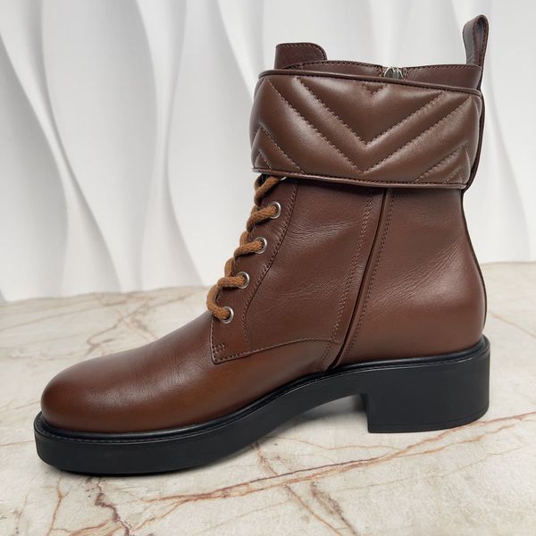Marmont Double G Combat Boots Matelasse Brown Leather