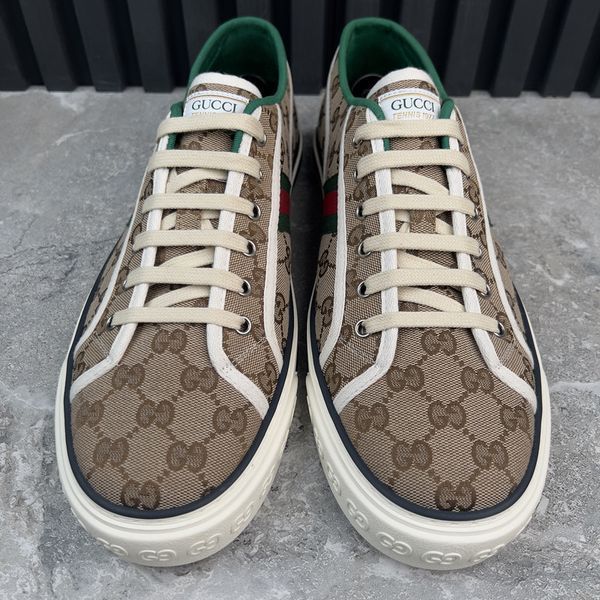 Tennis 1977 Web Sneakers Canvas GG Beige Ebony