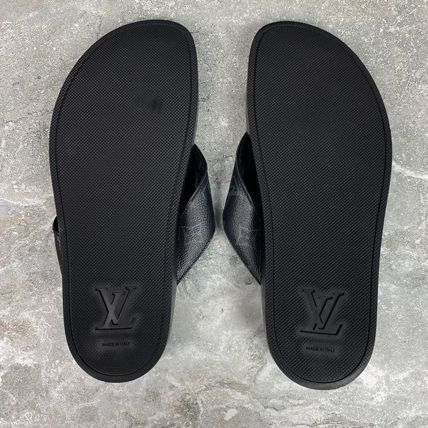 Louis Vuitton шльопанці чорні шкіряні 3035 фото