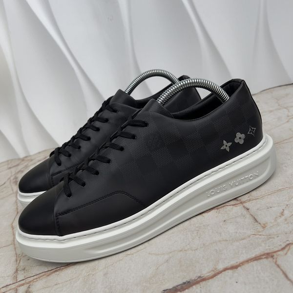 Beverly Hills Damier Monogram кросівки чорні шкіряні 3763 фото