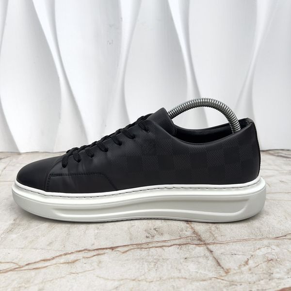 Beverly Hills Damier Monogram кросівки чорні шкіряні 3763 фото