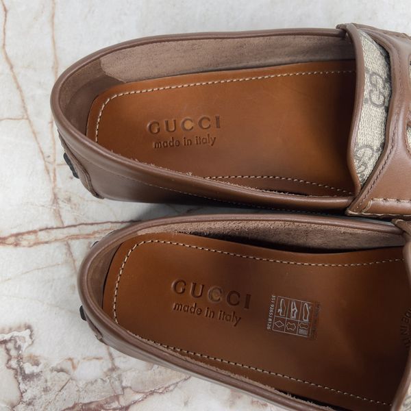 Ayrton Interlocking G Moccasin Supreme Canvas Brown Leather