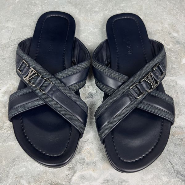 Straps Sandals Monogram Blue Leather