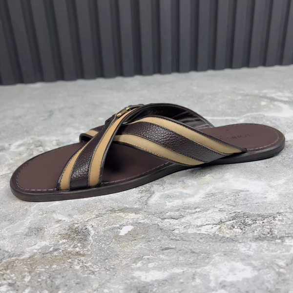 Sandals LV Buckle Flip-flop Brown Leather