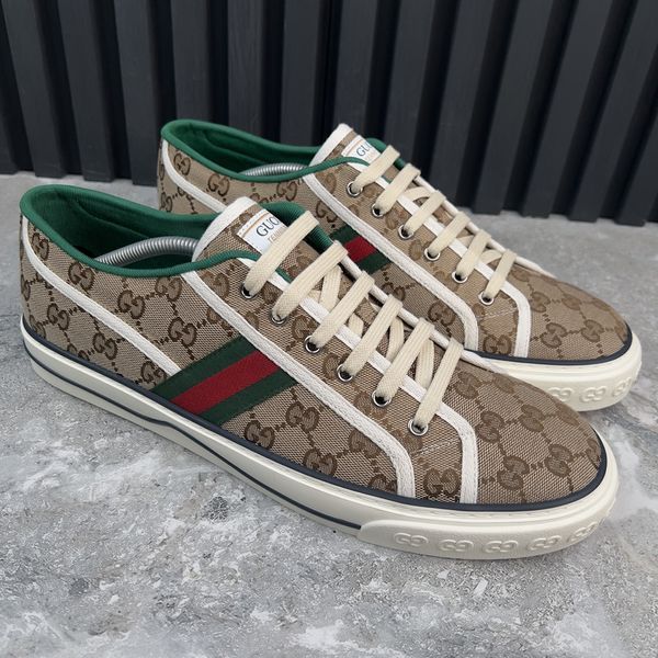 Tennis 1977 Web Sneakers Canvas GG Beige Ebony