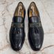 Loafers Interlocking G Tasseled Web Black Leather