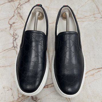 Dublin GG Guccissima Sneakers Slip On Black Leather