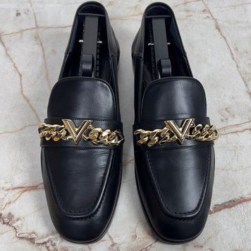 Upper Case Flat Loafers Black Leather