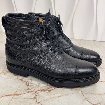Hiking Ankle Boots Black Grain Leather
