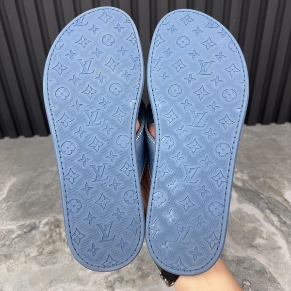 Louis Vuitton Waterfront Sandals Logo Flip-Flop Blue Rubber