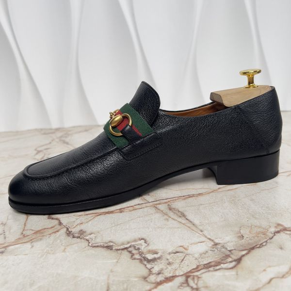 Brixton Horsebit Web Loafers Black Grain Leather