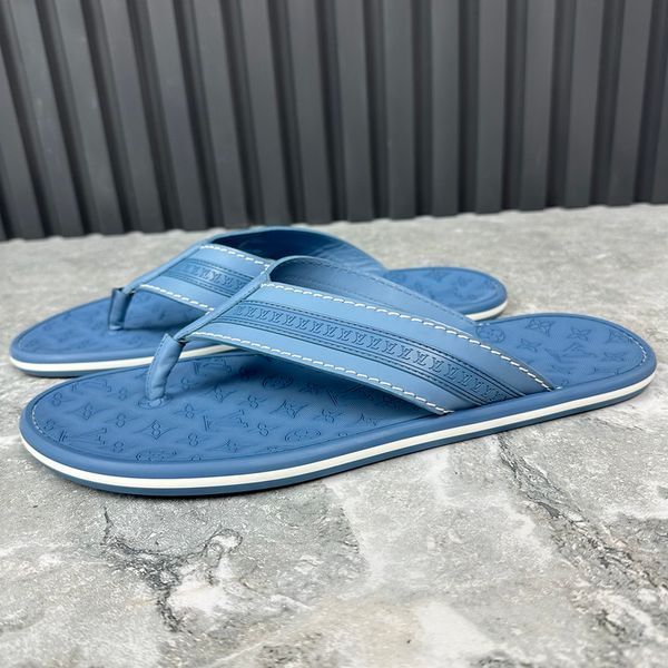 Louis Vuitton Waterfront Sandals Logo Flip-Flop Blue Rubber