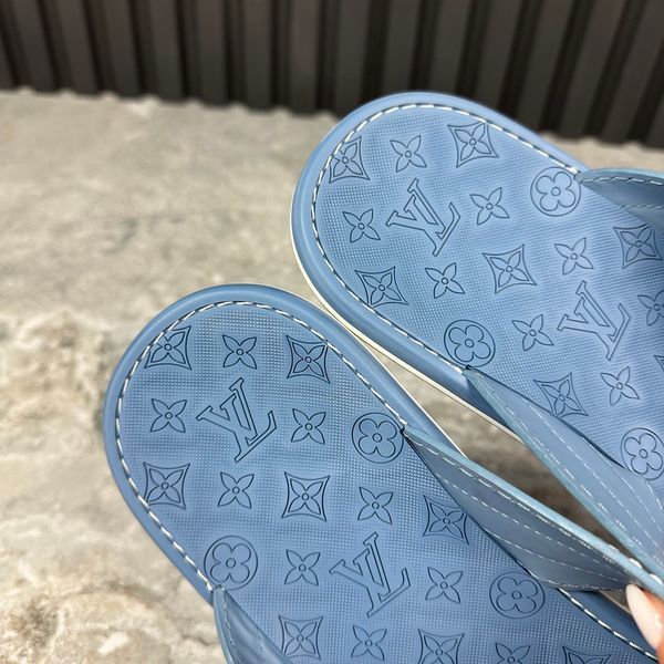 Louis Vuitton Waterfront Sandals Logo Flip-Flop Blue Rubber