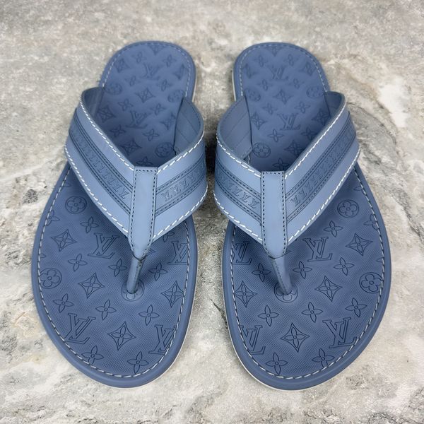 Louis Vuitton Waterfront Sandals Logo Flip-Flop Blue Rubber