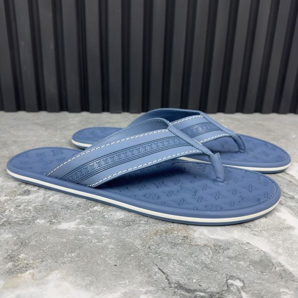 Louis Vuitton Waterfront Sandals Logo Flip-Flop Blue Rubber