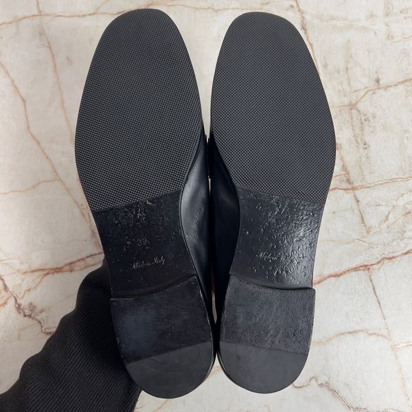 Upper Case Flat Loafers Black Leather
