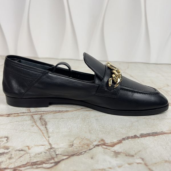 Upper Case Flat Loafers Black Leather