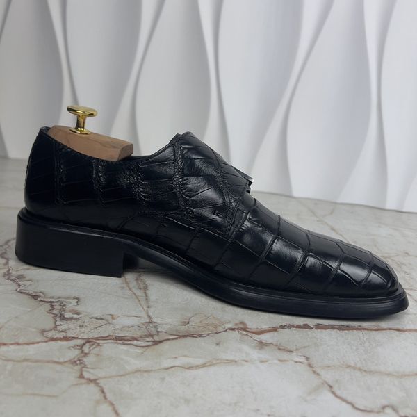 Monks Straps Dress Crocodile Leather