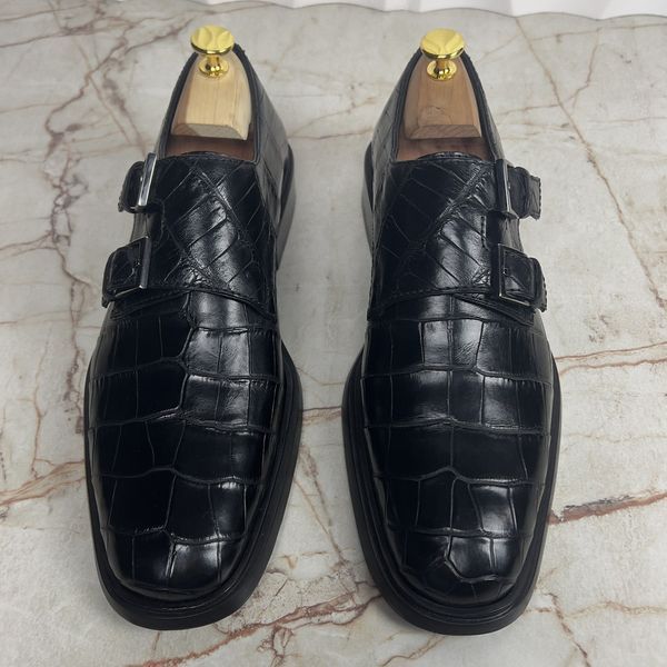 Monks Straps Dress Crocodile Leather