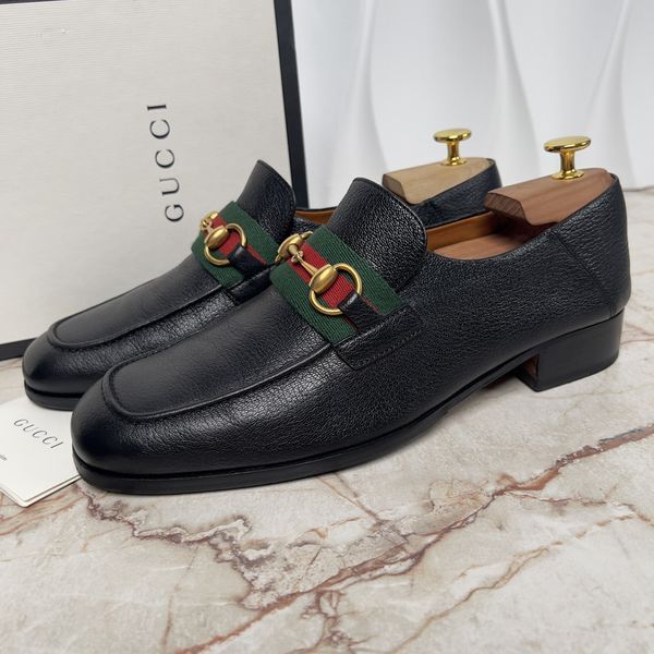 Brixton Horsebit Web Loafers Black Grain Leather
