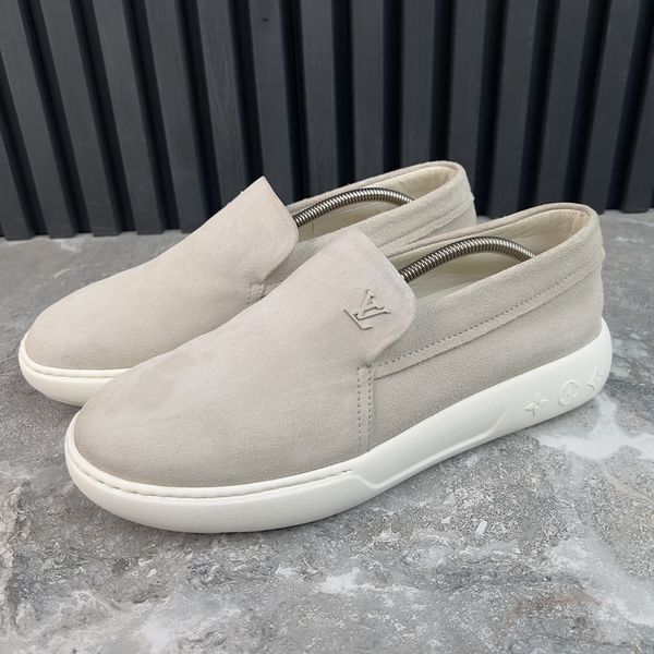 LV Pacific Monogram Damier Loafers Beige Suede