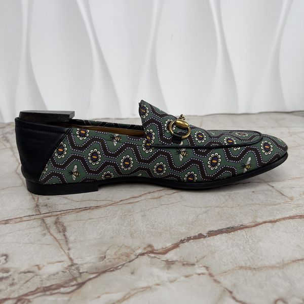 Brixton Horsebit Loafers Bee Print Black Green Fabric