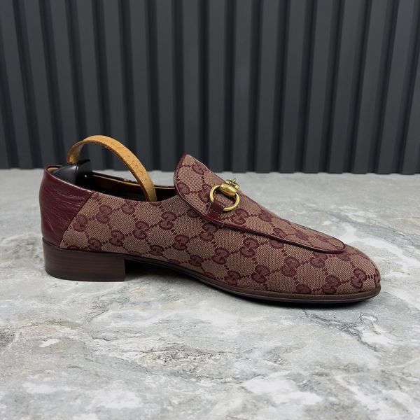 Collapsible Horsebit GG Monogram Loafers Red Canvas