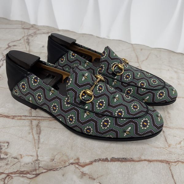 Brixton Horsebit Loafers Bee Print Black Green Fabric