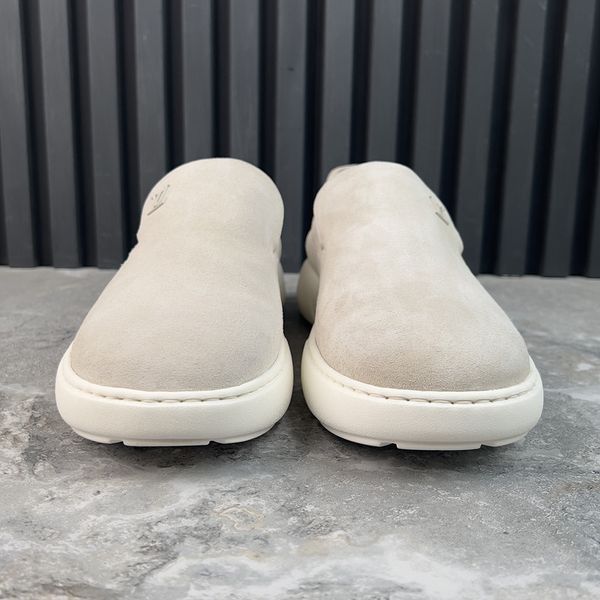 LV Pacific Monogram Damier Loafers Beige Suede