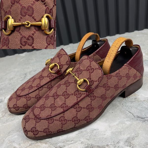 Collapsible Horsebit GG Monogram Loafers Red Canvas