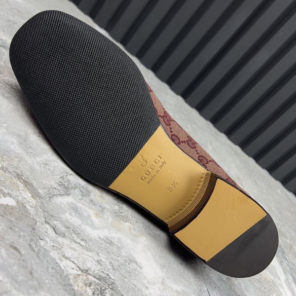 Collapsible Horsebit GG Monogram Loafers Red Canvas