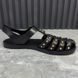 Studded Buckle Strap Sandals Black Rubber