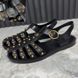 Studded Buckle Strap Sandals Black Rubber