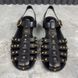 Studded Buckle Strap Sandals Black Rubber