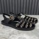 Studded Buckle Strap Sandals Black Rubber