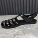 Studded Buckle Strap Sandals Black Rubber